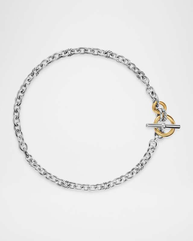 DY Mercer Single-Row Toggle Necklace with Diamonds and 18K Gold in Silver, 20mm